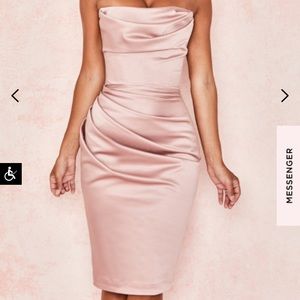 House of CB Emilia Blush Satin Corset Dress with Tags never worn